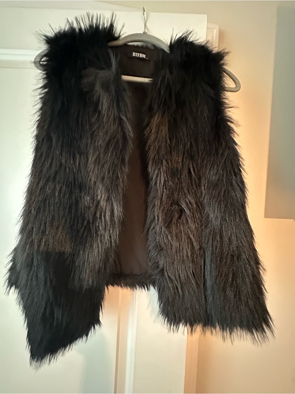 Black Faux Fur Vest - Women's